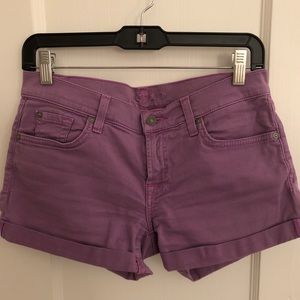 7 For All Mankind purple denim jean shorts